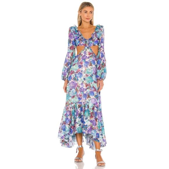 Patbo Blossom Floral Cut Out Chiffon Maxi Dress - Picture 2 of 14